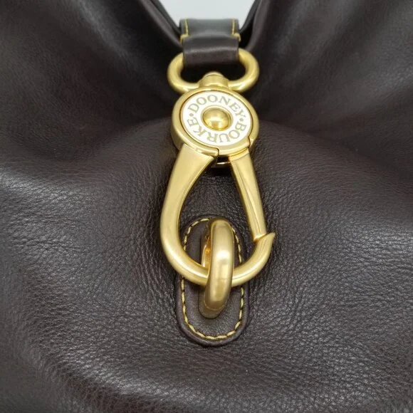 NWT Dooney & Bourke Soft Pebble Brown T'Moro Leather Logo Lock Shoulder Bag - Picture 2 of 14